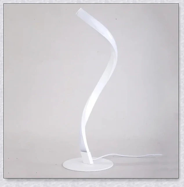 Stylish modern spiral table lamp with adjustable brightness and three colour modes