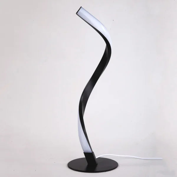 Stylish modern spiral table lamp with adjustable brightness and three colour modes