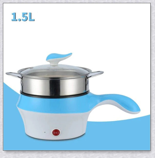 A multi-function electric cooking pot with a non-stick base, allowing for a variety of cooking tasks such as boiling, frying, and simmering.