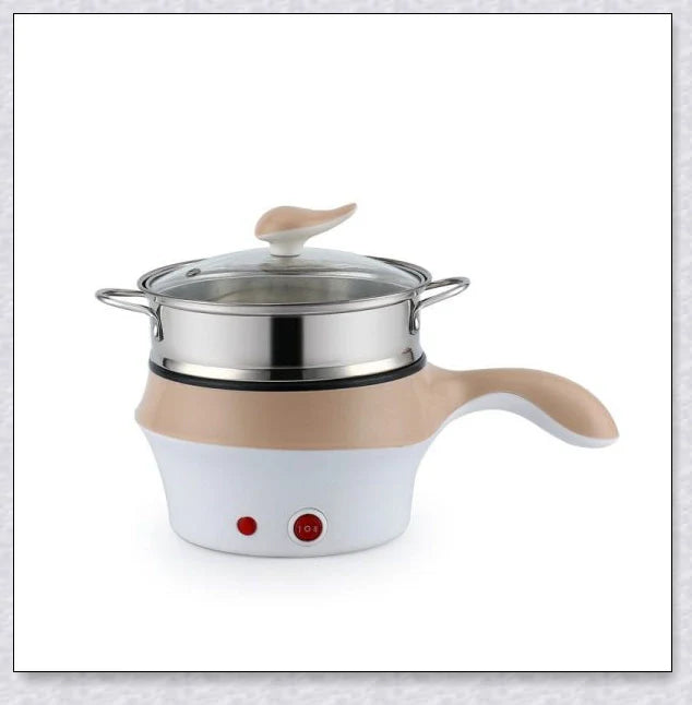 A multi-function electric cooking pot with a non-stick base, allowing for a variety of cooking tasks such as boiling, frying, and simmering.