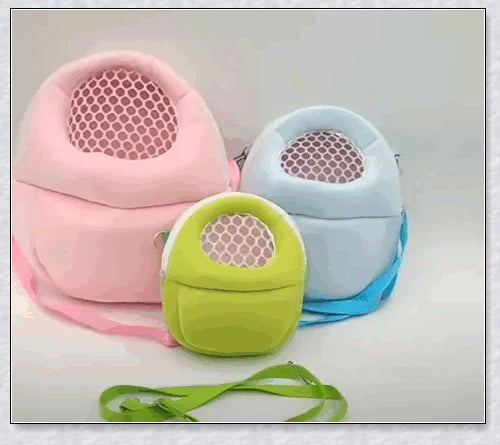 Soft, sponge-padded Rabbit Travel Carrier with breathable mesh top and adjustable shoulder strap for comfortable, hands-free transport of small pets.