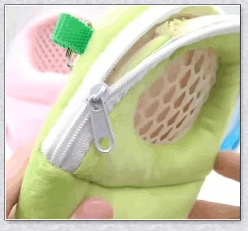 Soft, sponge-padded Rabbit Travel Carrier with breathable mesh top and adjustable shoulder strap for comfortable, hands-free transport of small pets.