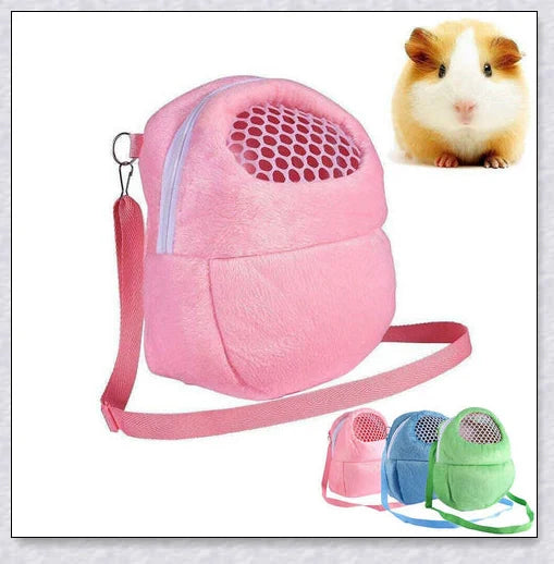 Soft, sponge-padded Rabbit Travel Carrier with breathable mesh top and adjustable shoulder strap for comfortable, hands-free transport of small pets.