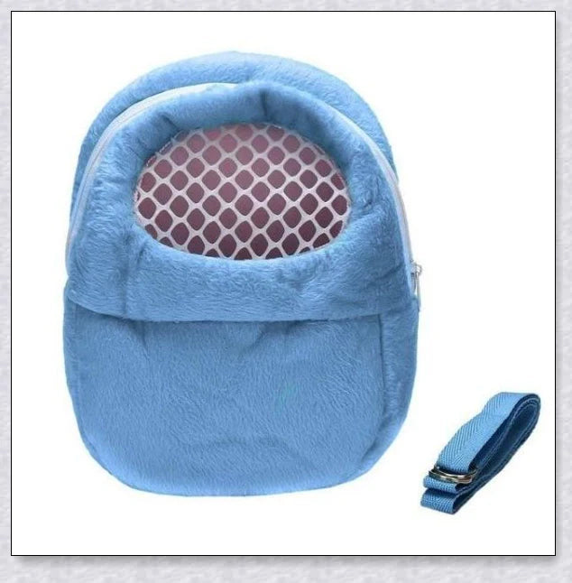Soft, sponge-padded Rabbit Travel Carrier with breathable mesh top and adjustable shoulder strap for comfortable, hands-free transport of small pets.