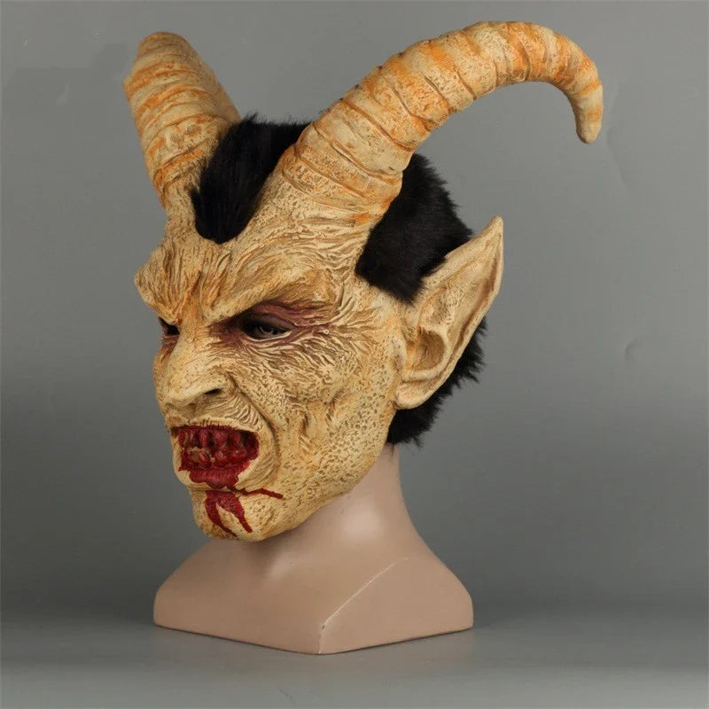 High-quality latex mask featuring the chilling visage of Lucifer, the Prince of Darkness, for cosplay, Halloween, and other dark-themed occasions.