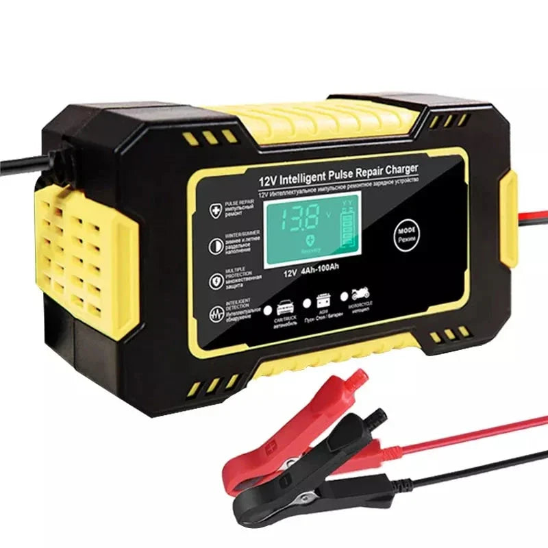 12V Automatic Battery Charger with Digital Display - Compact and Lightweight Design for Efficient Lead-Acid Battery Charging and Repair
