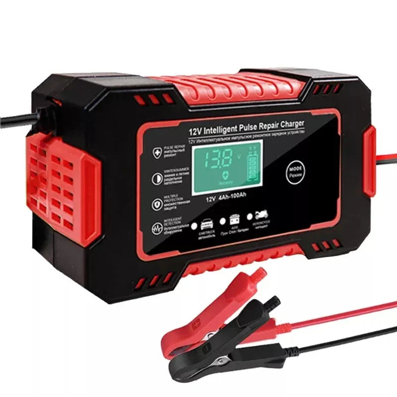12V Automatic Battery Charger with Digital Display - Compact and Lightweight Design for Efficient Lead-Acid Battery Charging and Repair