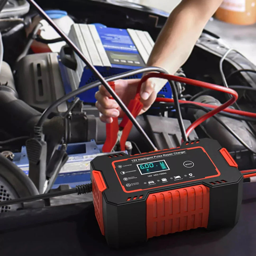 12V Automatic Battery Charger with Digital Display - Compact and Lightweight Design for Efficient Lead-Acid Battery Charging and Repair