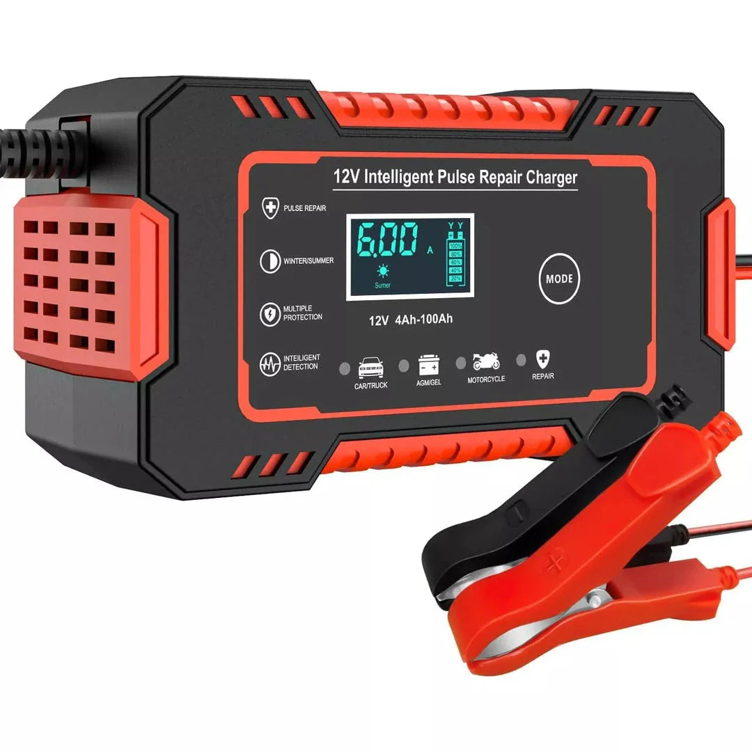 12V Automatic Battery Charger with Digital Display - Compact and Lightweight Design for Efficient Lead-Acid Battery Charging and Repair