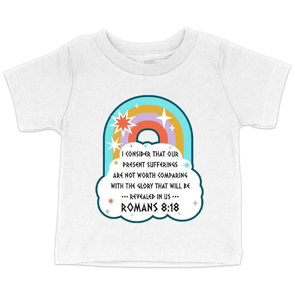 A comfortable and stylish baby t-shirt featuring a Bible verse design, made with premium Airlume cotton for ultimate softness.