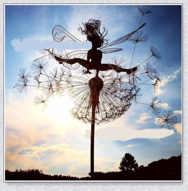 Wonderland Garden Decoration with Fairy and Dandelion Dance motif, designed for enchanting outdoor decor