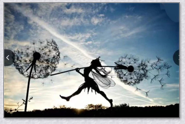 Wonderland Garden Decoration with Fairy and Dandelion Dance motif, designed for enchanting outdoor decor