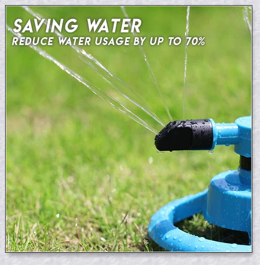 360 Automatic Smart Oscillating Portable Garden Lawn Water Sprinkler with 360-degree rotation, water-saving design, and powerful coverage