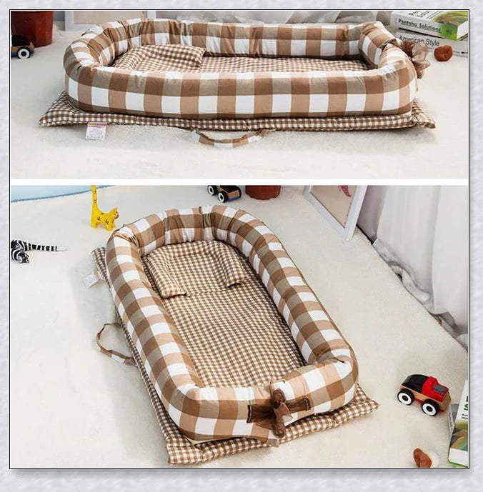 Portable Toddler Travel Bed with cotton construction and fitted sheet for comfortable rest on the go
