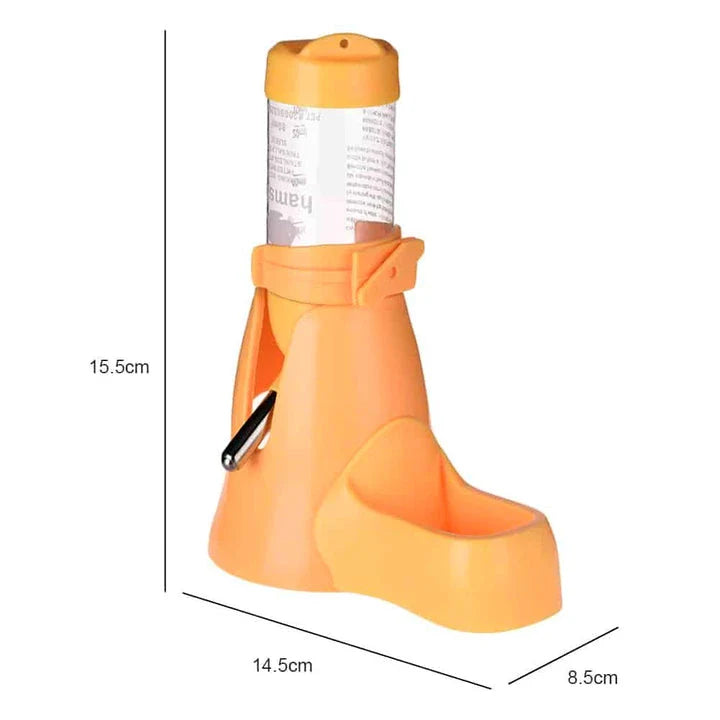 An orange hamster watering device with a capacity of 585 ml, designed for reliable and long-lasting hydration of small pets.