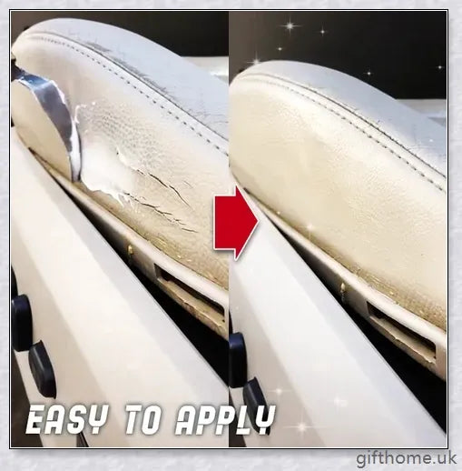 A tube of Advanced Leather Repair Gel in black and white colours, used to restore and repair leather surfaces such as furniture, car seats, and accessories.
