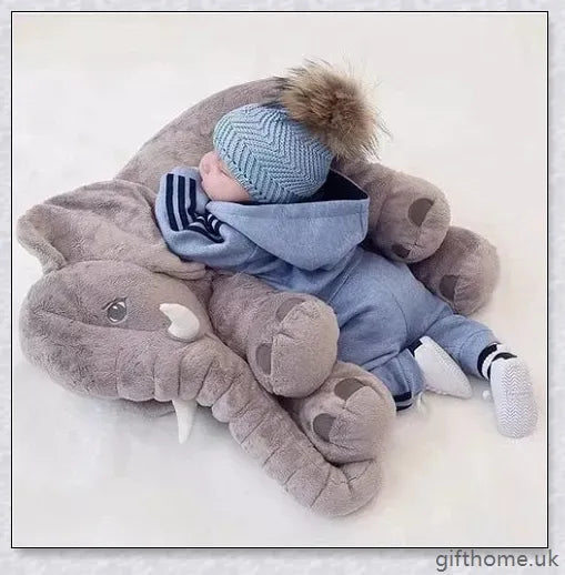 Soft, cuddly elephant-shaped plush toy pillow in a variety of colours, perfect for babies, toddlers, and kids