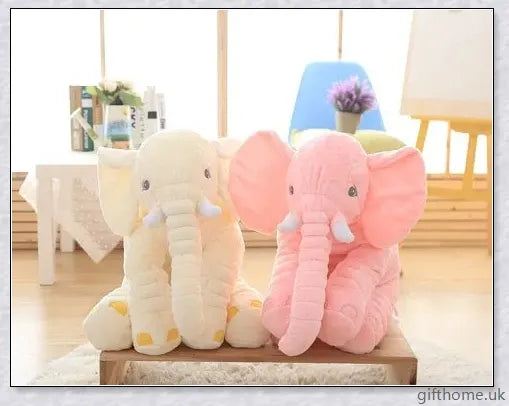 Soft, cuddly elephant-shaped plush toy pillow in a variety of colours, perfect for babies, toddlers, and kids