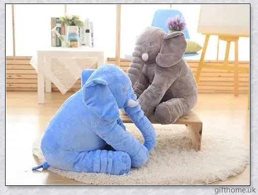Soft, cuddly elephant-shaped plush toy pillow in a variety of colours, perfect for babies, toddlers, and kids