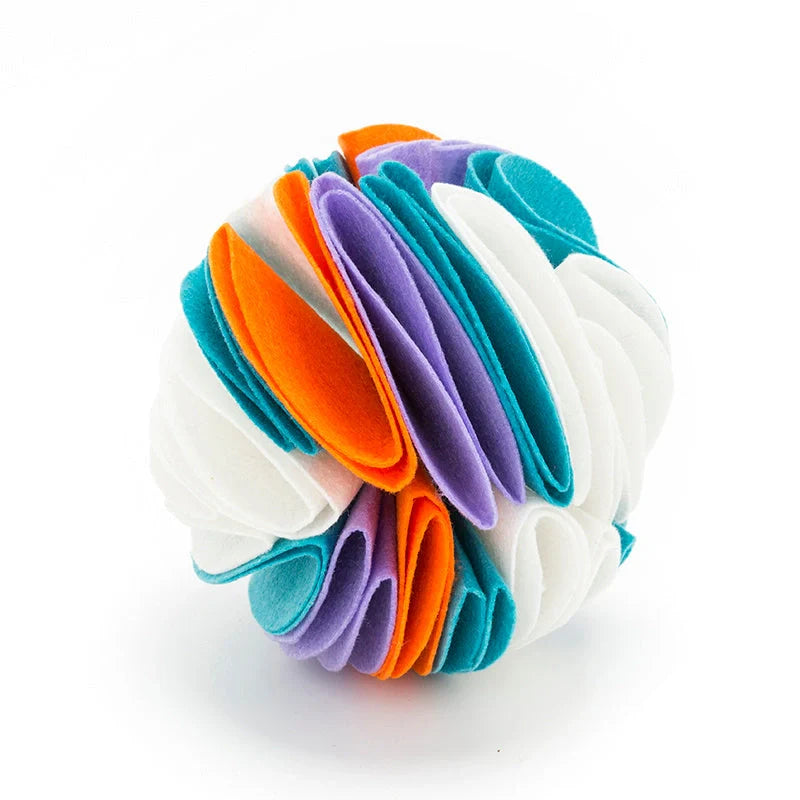Foldable Dog Snuffle Ball in various colours for pet training and feeding