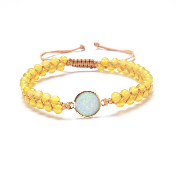 Stylish amethyst and opal friendship bracelets with braided design, perfect for casual or formal wear