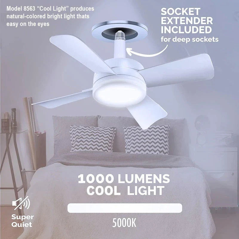 Ceiling fan with integrated LED light, remote control, and adjustable speed settings for optimal home climate and illumination