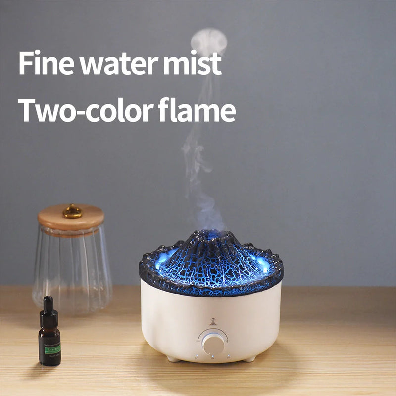 GiftHomen UK Small Simulated Flame Volcano Humidifier with Aroma Diffuser and Remote Control
