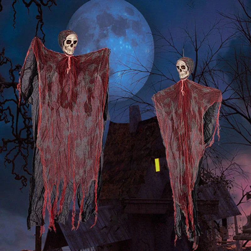 Halloween hanging ghost pendant with dyed blood effect for spooky decorations