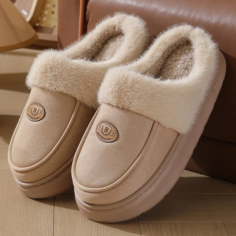 Cozy suede slippers with plush lining and non-slip sole for men's indoor comfort