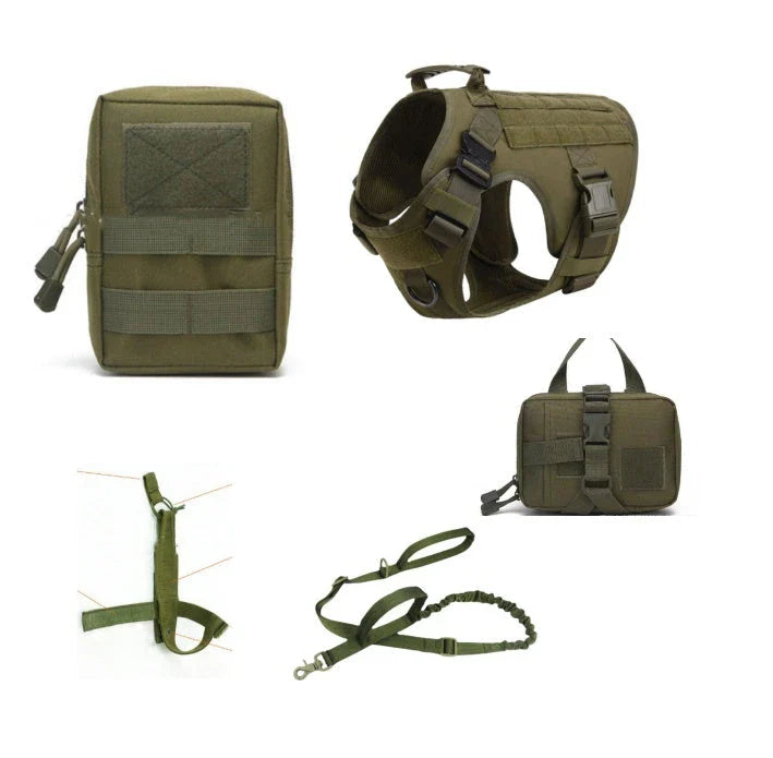 Tactical K9 Service Dog Harness with Reinforced Top Handle, Customizable Panels, and Military-Grade Construction