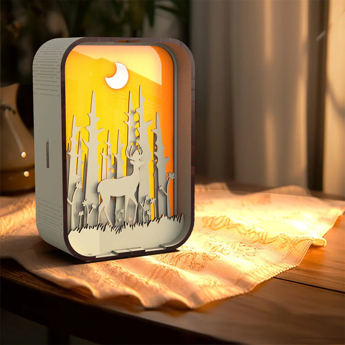 Minimalist wooden LED night light with touch-sensitive controls for adjustable brightness and cozy ambiance