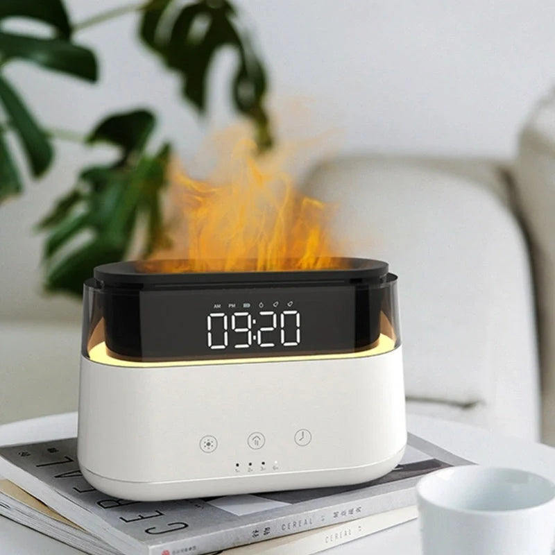 White Flame Humidifier with clock display and USB power