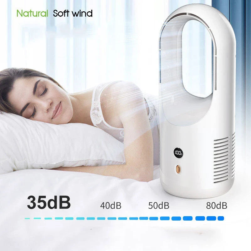 Powerful bladeless fan with sleek design and quiet operation for efficient cooling