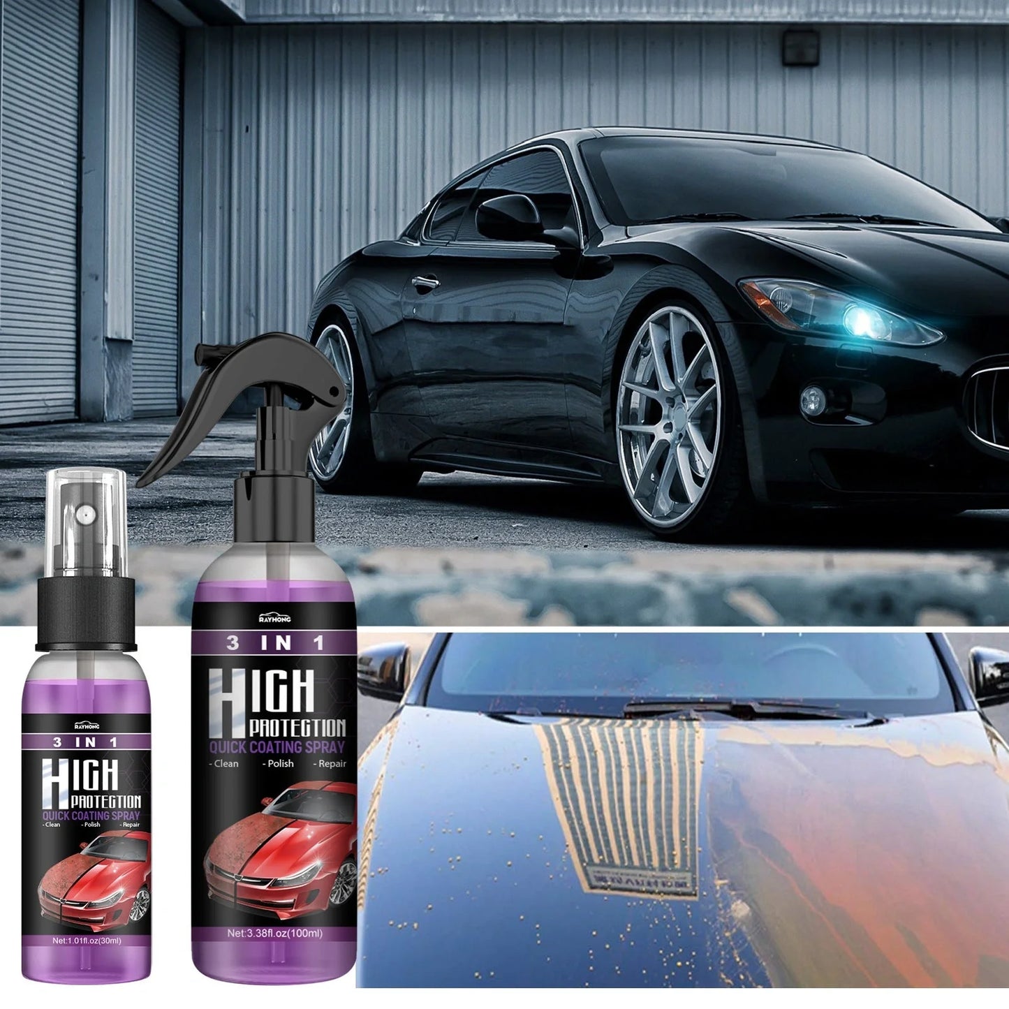 3-in-1 Fast-Acting Car Paint Spray for high protection and shine