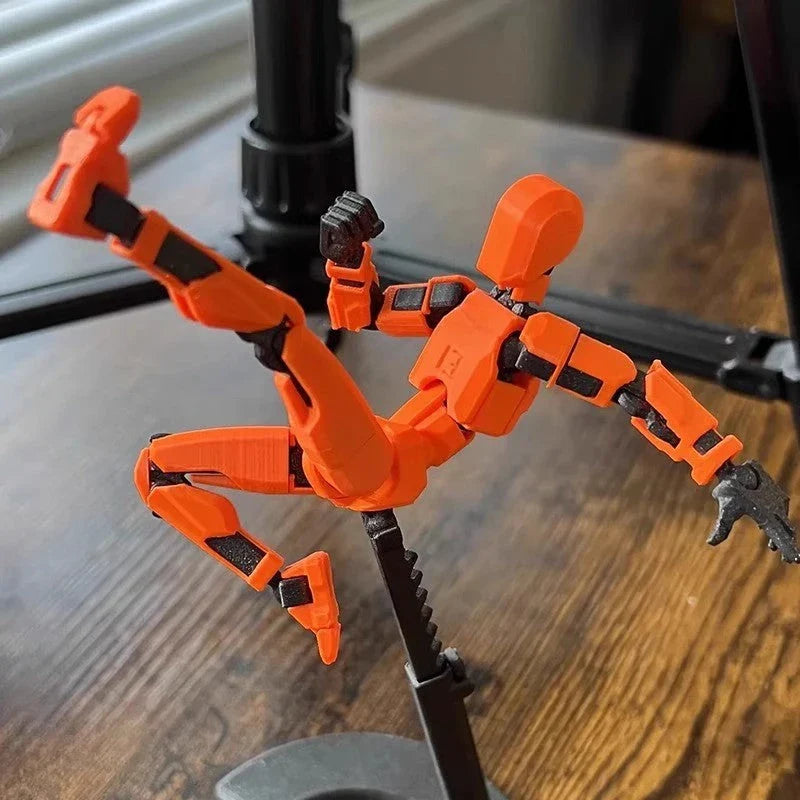Poseable 3D-printed transforming robot action figure toy in various bright colors