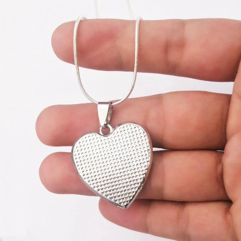 Heart epoxy necklace with adjustable snake chain in gold and silver