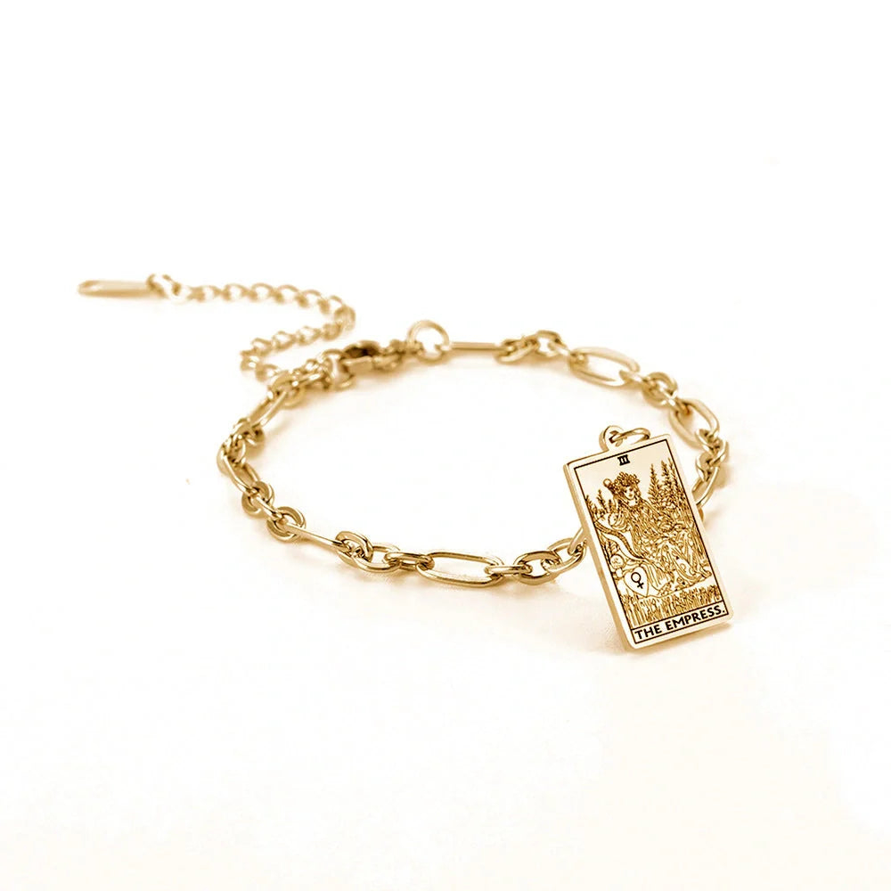12 Tarot Card Series Fashion Trend Long Oval Link Chain Bracelet in gold and silver finishes