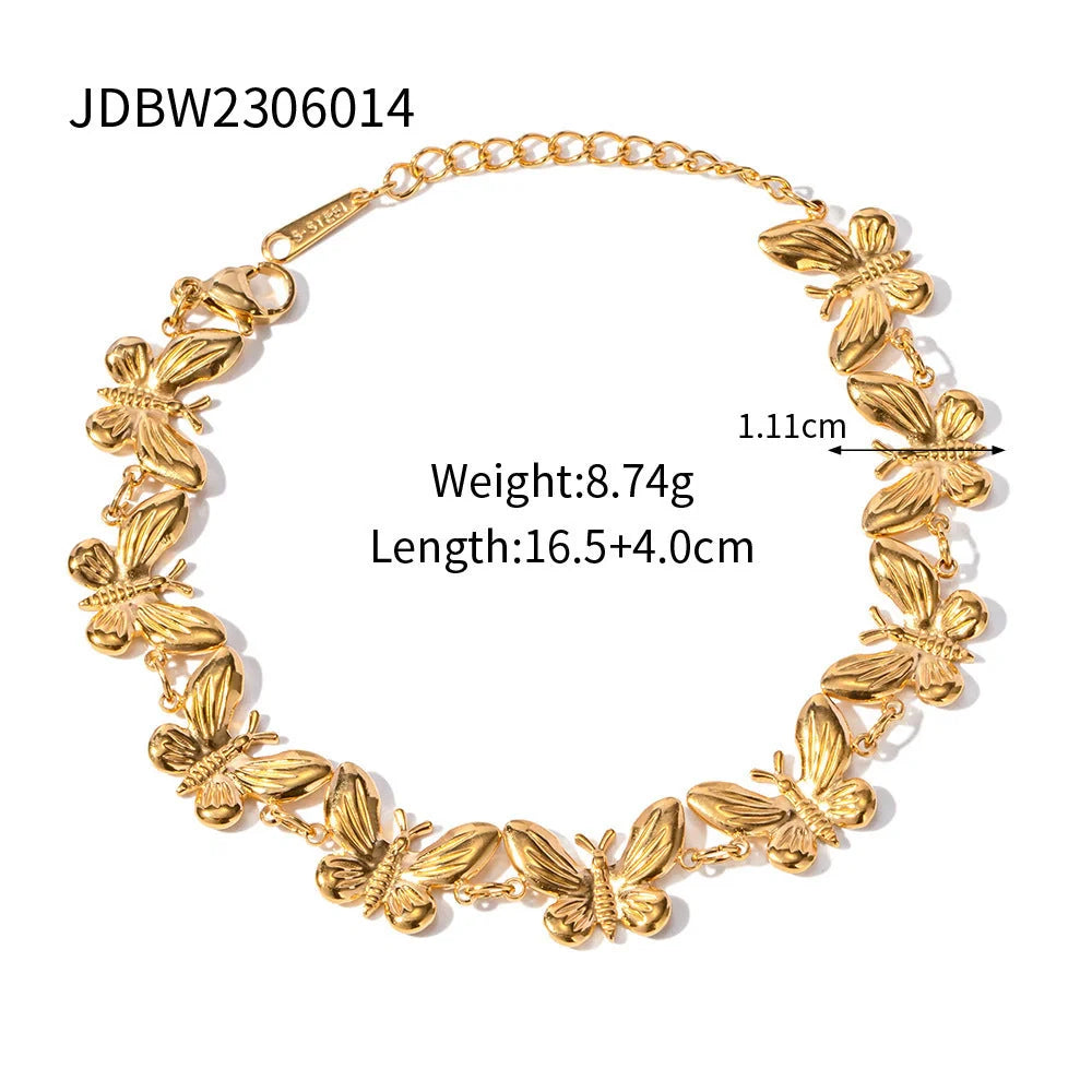 Elegant stainless steel butterfly bracelet with delicate design, available in various colours for UK women's fashion accessories