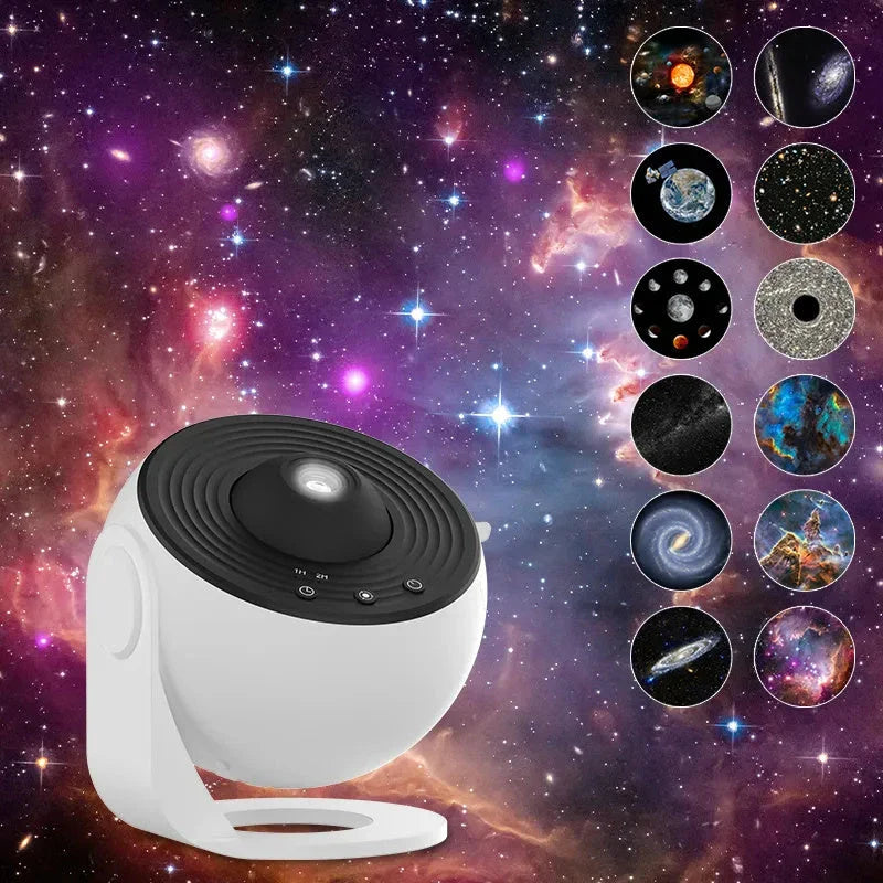 Galaxy Projector with 12 display scenarios, including solar system, galaxies, and nebulae, for a mesmerizing home decor experience