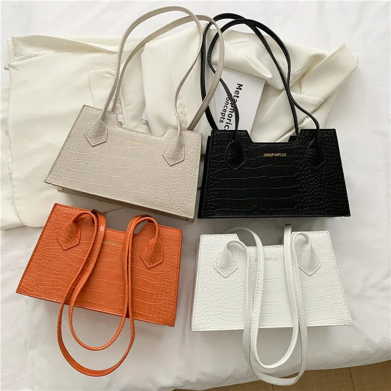 Stylish PU small square shoulder bag in crocodile pattern for spring and summer