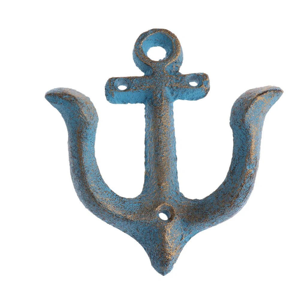 Industrial-style wrought iron wall hook with multiple rows for hanging coats and bags