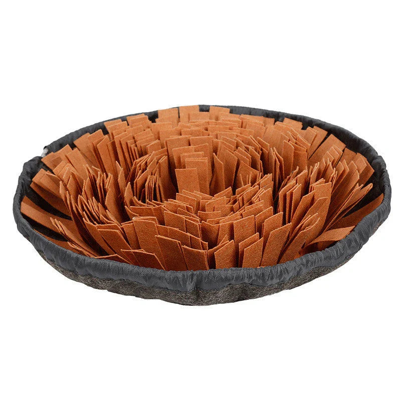 An interactive snuffle mat puzzle toy for dogs, designed to stimulate natural foraging behavior and relieve boredom