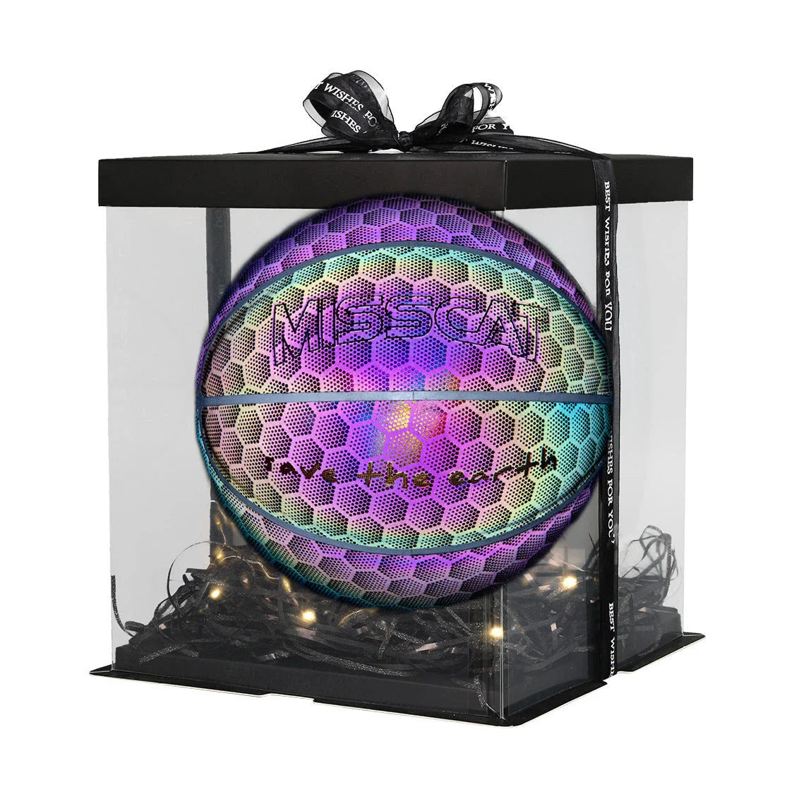 Luminous glow-in-the-dark basketball with reflective design for night games and outdoor activities