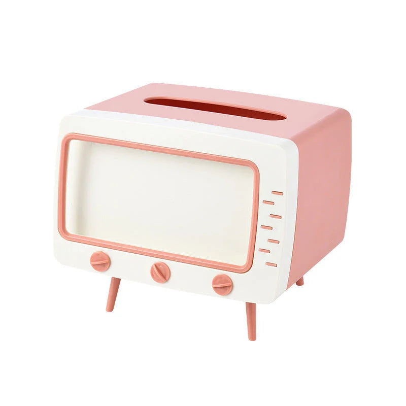 Stylish tissue box organiser with mobile phone holder in various colours for living room decor