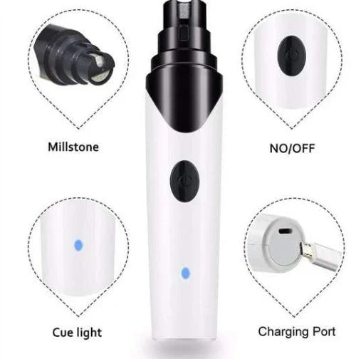 Electric pet nail grinder with low vibration and noise for stress-free grooming of cats, dogs, and other small animals
