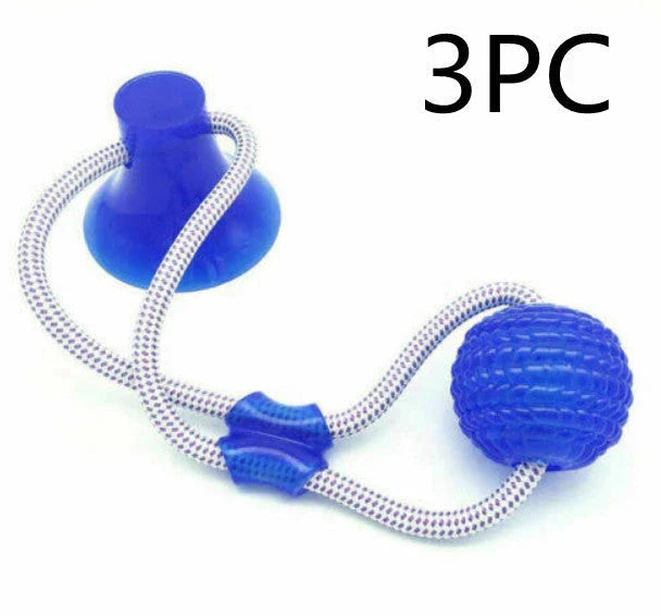 Durable, colourful chew toy with unique sucker design for dogs to play and maintain dental health