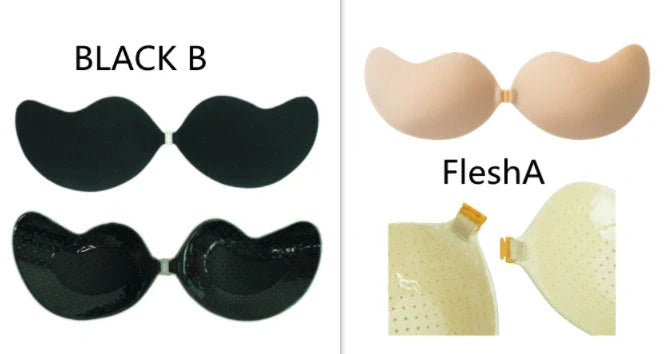 Lala Goddess Mango Cup deep V invisible bra in black and flesh colors