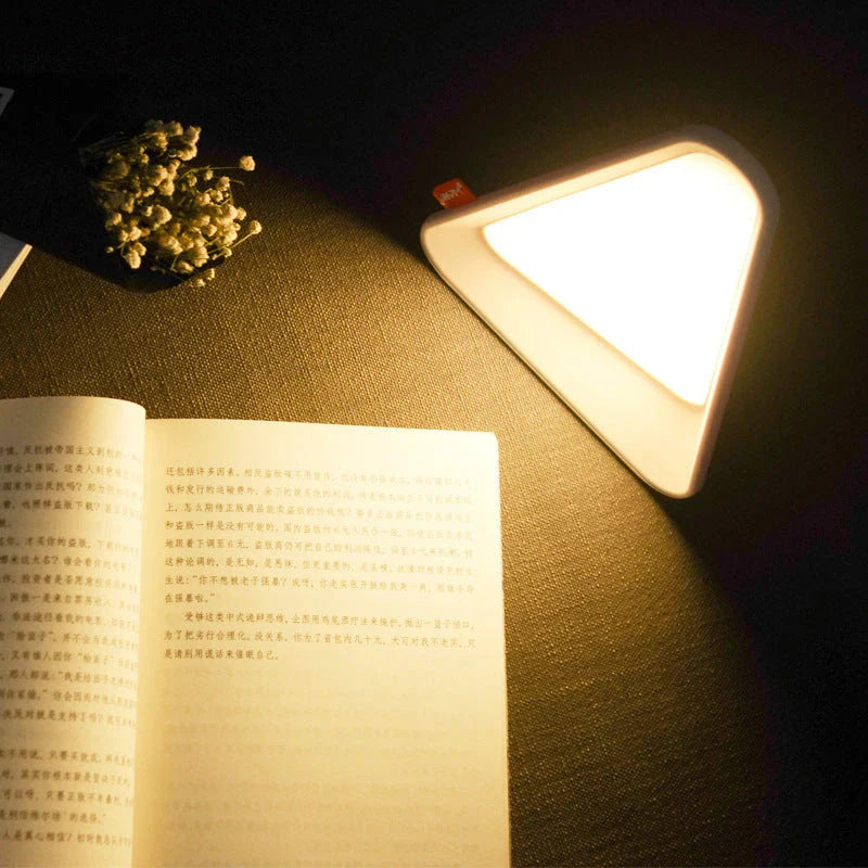 Adjustable flip-up LED night light with USB charging, dimmable brightness, and compact, creative design perfect for desks or bedside tables