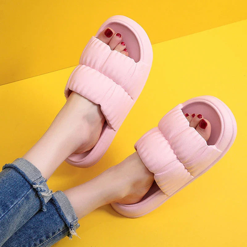 Plush Comfort Bathroom Slides in various vibrant colors, featuring soft EVA soles and water-resistant design