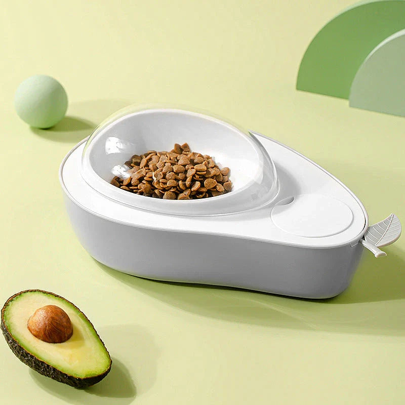Automatic avocado-shaped pet feeder and water dispenser with dual bowls for cats and dogs